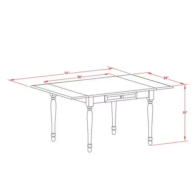 Ensemble de salle à manger 3 pièces HomeStock, plateau rectangulaire en bois massif, finition blanc lin, avec table à rabats