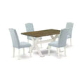 HomeStock 5-Piece Natural Oak Finish Solid Wood Top Dining table with 4 Chairs
