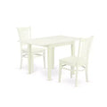 HomeStock 3-Pc Linen White Finish Solid Wood Top Dining Table Set