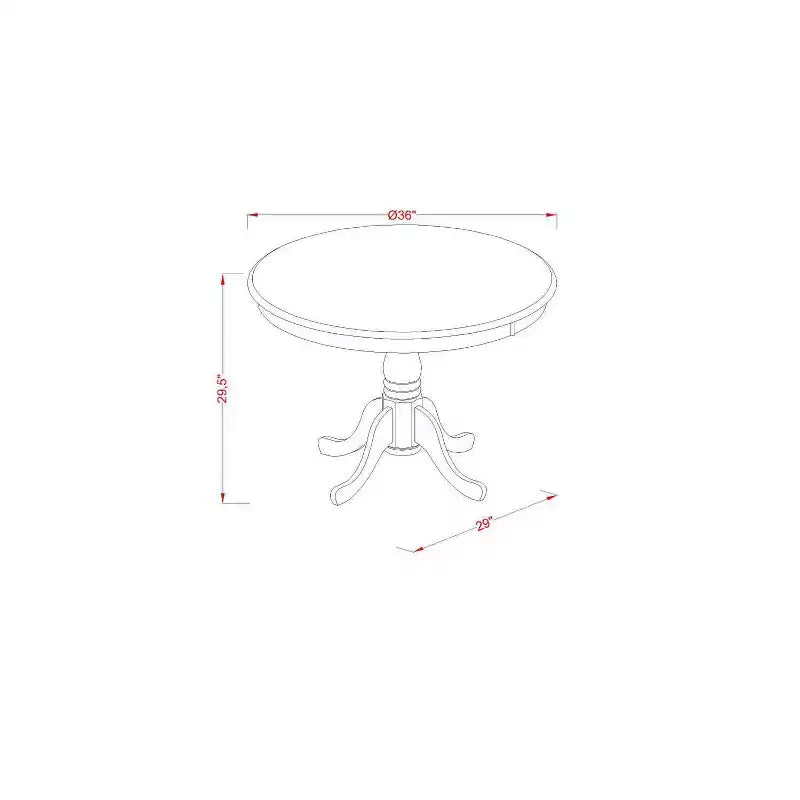 Ensemble de salle à manger 3 pièces rembourré rond avec dessus en bois massif finition lin blanc – 4 places