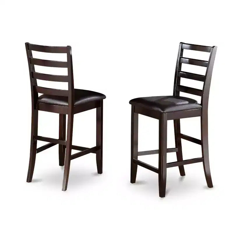 Ensemble de salle à manger HomeStock 5 pièces, table carrée en bois massif au fini cappuccino avec 4 chaises