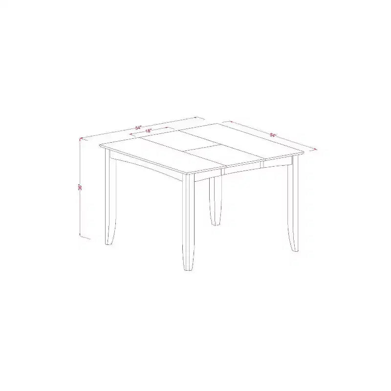 Ensemble de salle à manger HomeStock 5 pièces, table carrée en bois massif au fini cappuccino avec 4 chaises