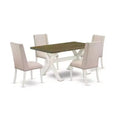 HomeStock 5-Piece Distressed Jacobean Finish Solid Wood Top Dining Table with 4 Parson Chair