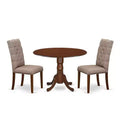 HomeStock 3-Pc Mahogany Finish Solid Wood Top - Round Dining Room Set - Seats 4