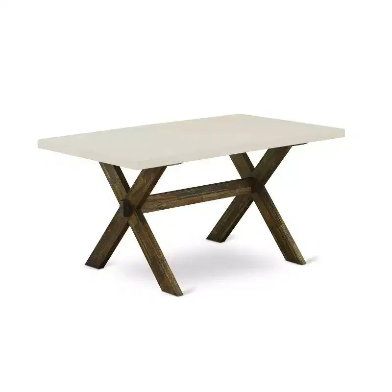 HomeStock – Table à manger en bois massif 5 pièces finition jacobine patinée avec 4 chaises