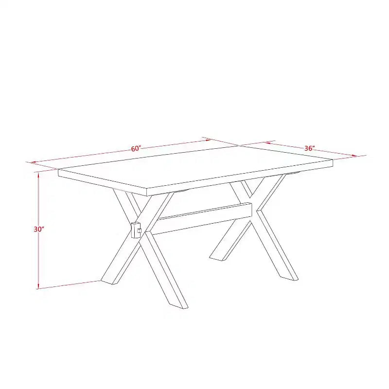 HomeStock – Table à manger en bois massif 5 pièces finition jacobine patinée avec 4 chaises
