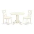 HomeStock 3-Pc Buttermilk and Cherry Solid Wood Top-Round Dining Room Set-Seats 4