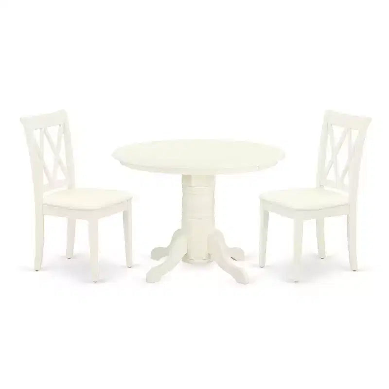 HomeStock 3-Pc Buttermilk and Cherry Solid Wood Top-Round Dining Room Set-Seats 4