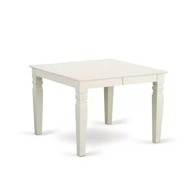 Ensemble de salle à manger HomeStock 5 pièces, table rectangulaire avec plateau en bois massif au fini babeurre et cerisier, 4 chaises à dossier à barreaux et rallonge papillon
