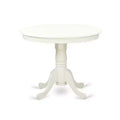 3-Piece Linen White Finish Solid Wood Top - Round Dining Room Set - Seats-4