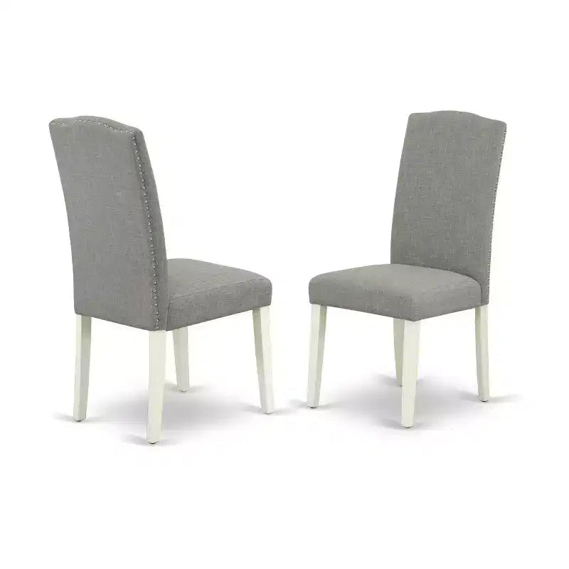 Ensemble de salle à manger rectangulaire 7 pièces - Table 42/60 avec rallonge et 6 chaises Parsons - Piétement blanc lin