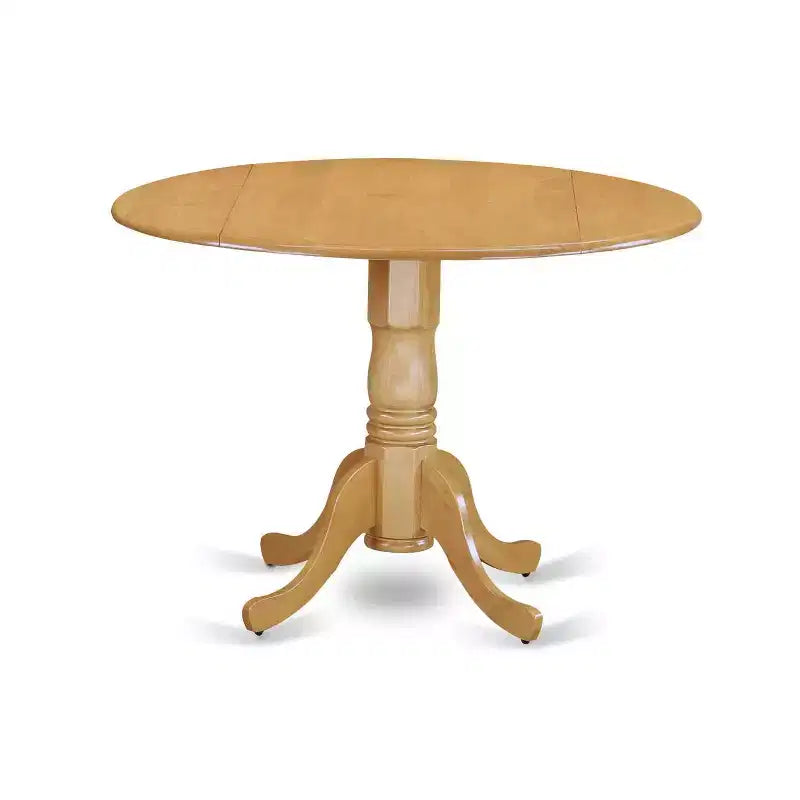 Table à manger HomeStock 3 pièces à plateau rond en bois massif au fini chêne naturel avec 2 chaises