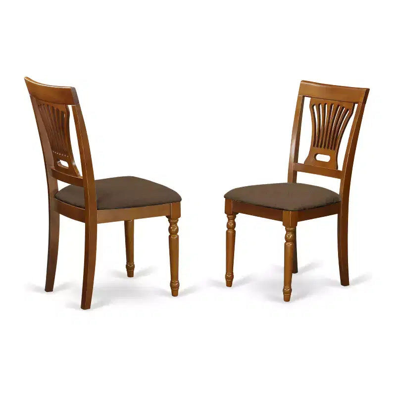 Table à manger 9 pièces HomeStock en bois massif finition marron selle avec 8 chaises