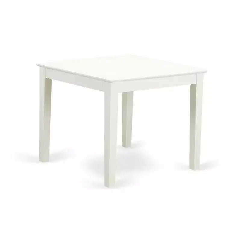 Ensemble de salle à manger 5 pièces, plateau en bois massif au fini blanc lin, avec chaises à dossier haut - 4 places