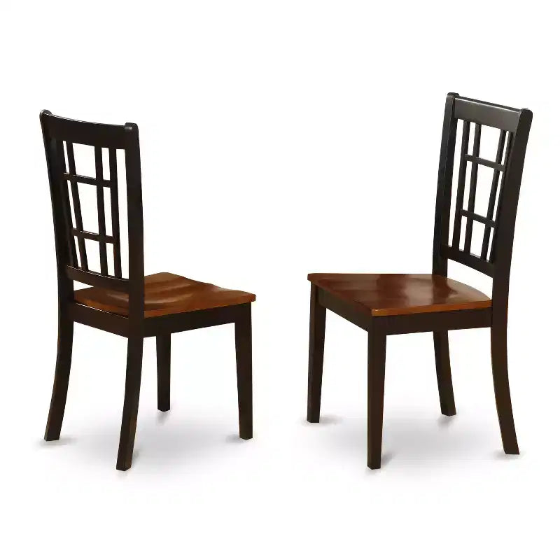 Ensemble table de cuisine et chaises pour 4 personnes – Table à abattants 107x107 cm et chaises, bois dur asiatique, finition noire