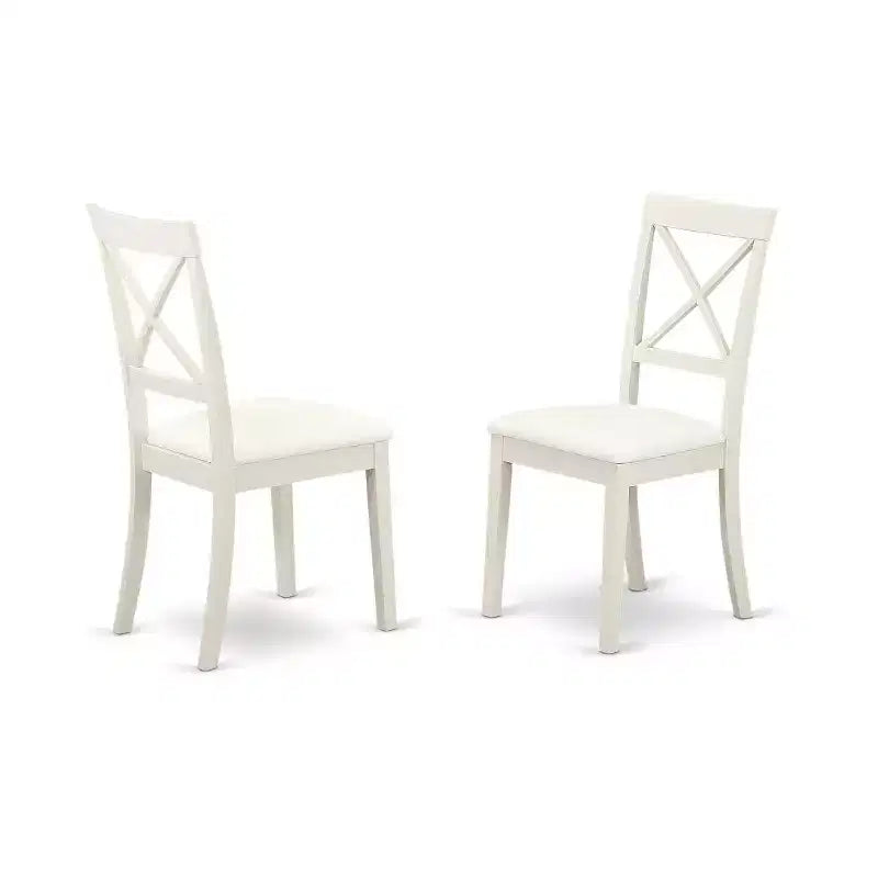Ensemble de salle à manger 3 pièces HomeStock avec plateau en bois massif finition blanc lin et table à rabats