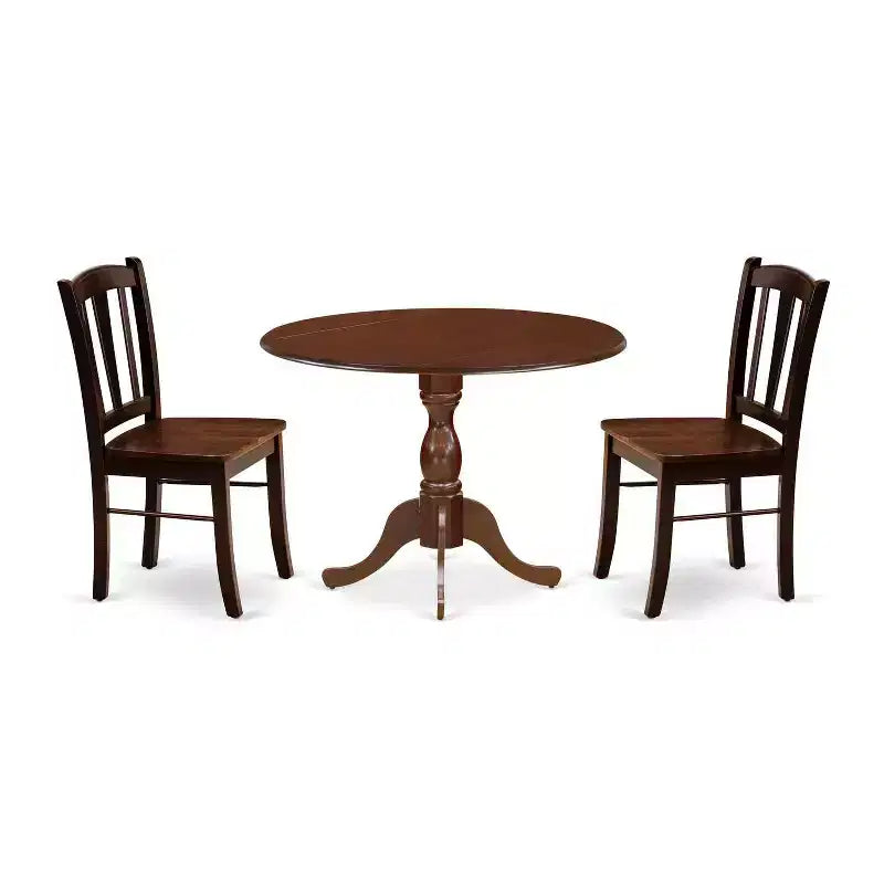 3-Piece Mahogany Finish Solid Wood Top - Dining Room Set - Seats-4