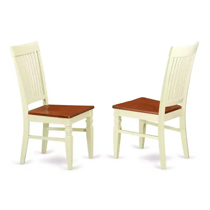 Ensemble de table à manger HomeStock 3 pièces, dessus en bois massif, finition crème et cerisier