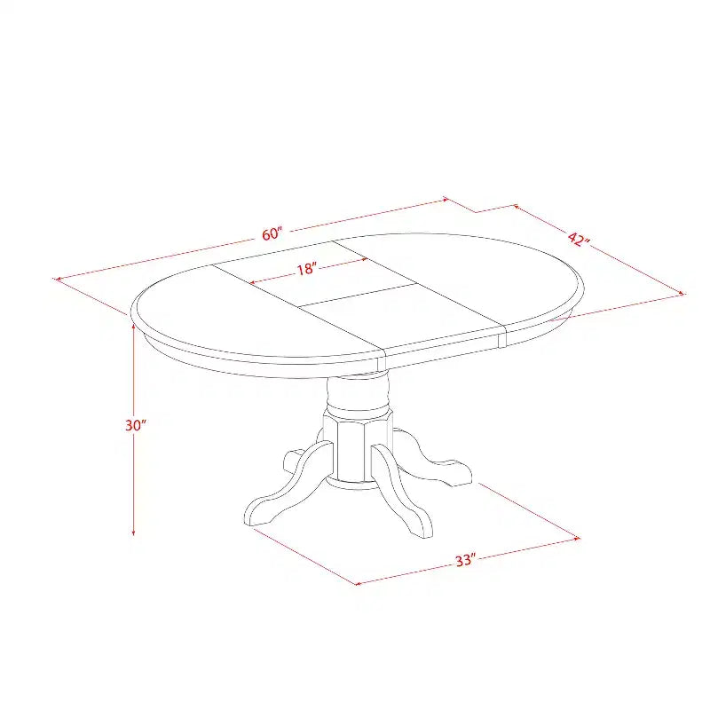 Salle à manger gothique - Table ovale 7 pièces et 6 chaises - Finition cerisier crème