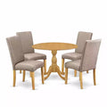 HomeStock 5-Piece Natural Oak Finish Solid Wood Top Dining table with 4-Chairs