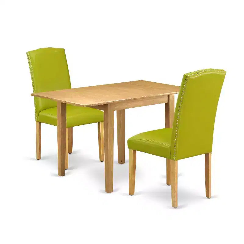 HomeStock 3-Piece Natural Brown Oak Finish Solid Wood Top Dining Table Set