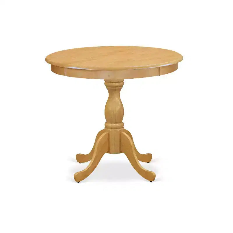 Ensemble de salle à manger rond, 3 pièces, plateau en bois massif au fini chêne naturel, avec chaises à haut dossier - 4 places