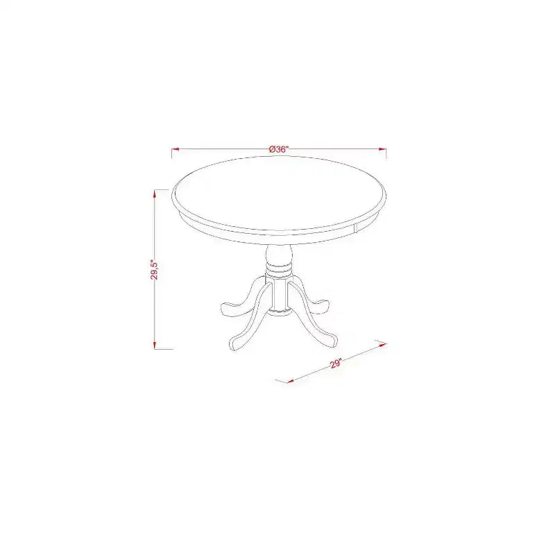 Ensemble de salle à manger rond, 3 pièces, plateau en bois massif au fini chêne naturel, avec chaises à haut dossier - 4 places