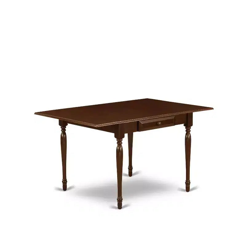 HomeStock 3-Pc Mahogany Finish Solid Wood Top with Dropleaf Dining Table Set for Small Spaces - Seats 2