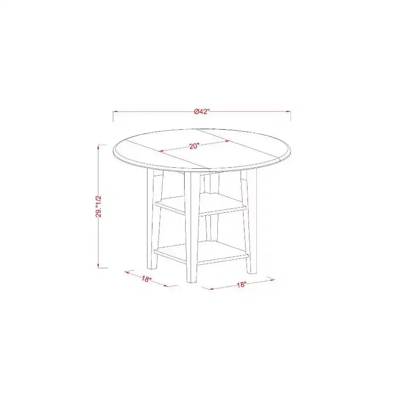 Ensemble de salle à manger 3 pièces HomeStock avec table ronde plateau bois massif finition blanc lin