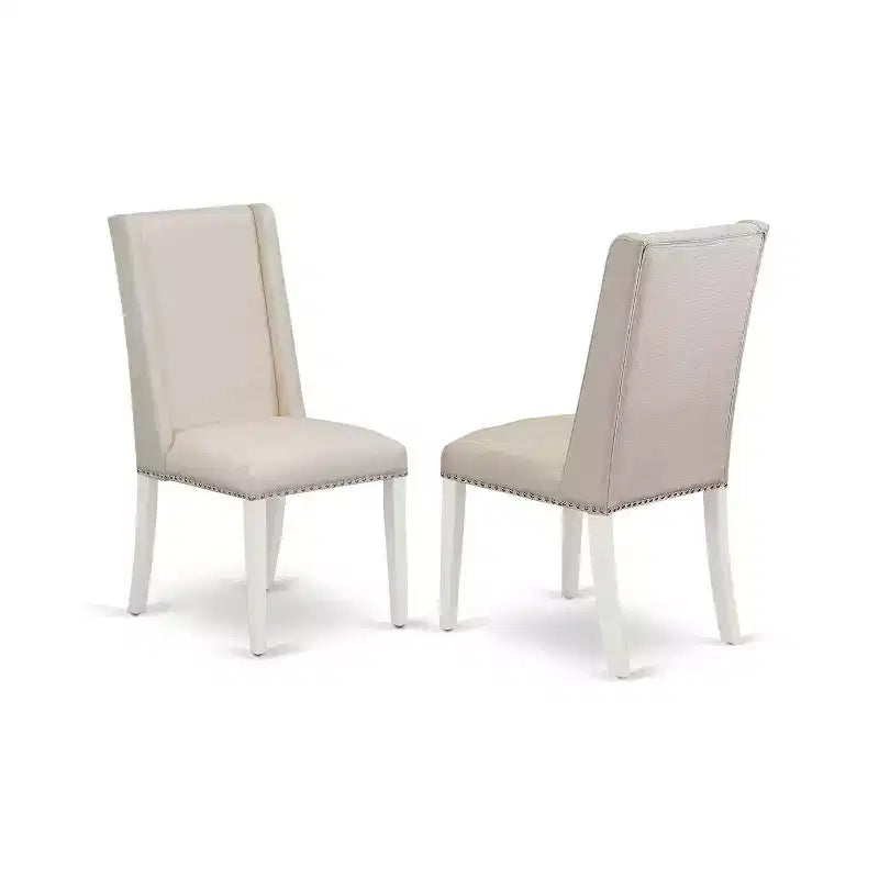 Ensemble de salle à manger moderne 7 pièces - 6 chaises blanc lin et petite table - Structure en bois dur