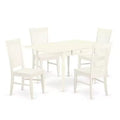 5-Piece Linen White Finish Solid Wood Top - Dining Room Set (Seats-4)