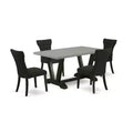 HomeStock 5-Piece Rectangle Natural Oak Finish Solid Wood Top Dining table with 4 Chairs