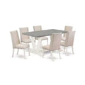 HomeStock 7-Piece Natural Oak Finish Solid Wood Top Dining Table with 6 Chairs