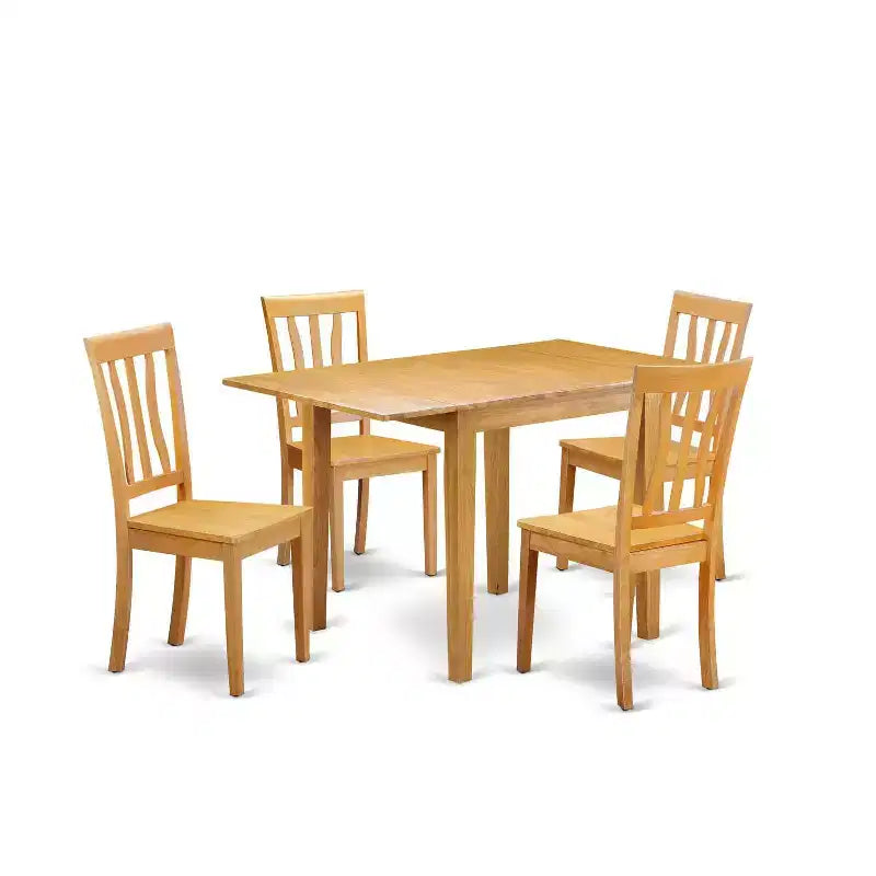 HomeStock 5-Pc Natural Oak Finish Solid Wood Top-Dining Room Set-Seats 4