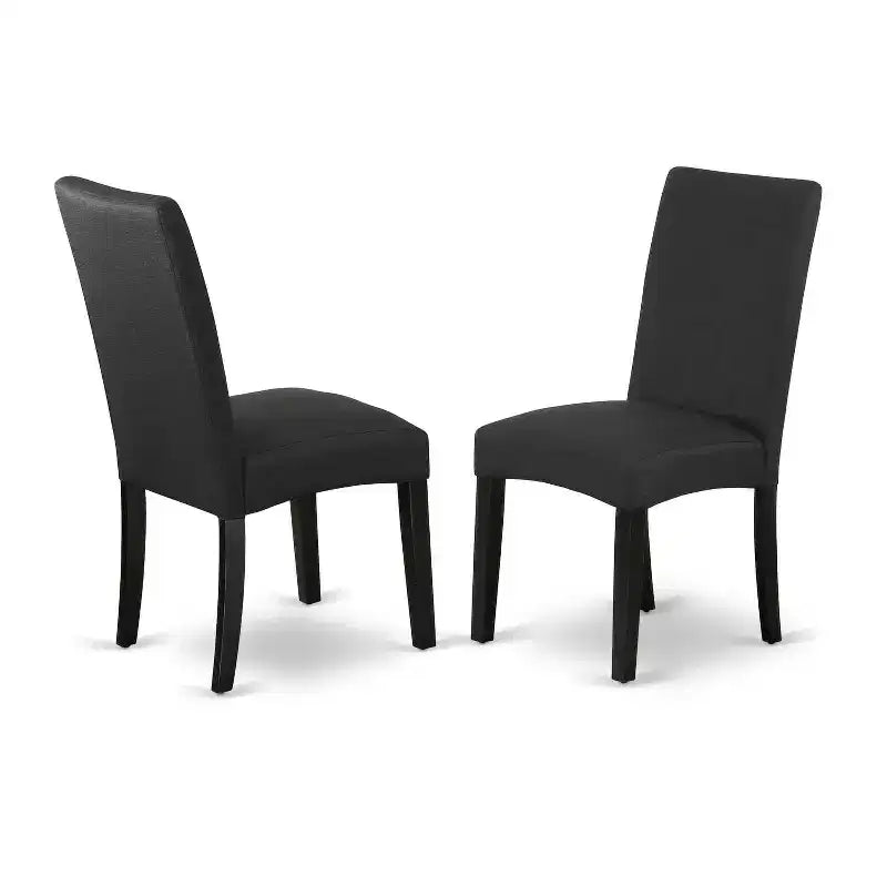 Table à manger 5 pièces rectangulaire avec plateau en bois massif finition chêne naturel et 4 chaises Parsons avec
