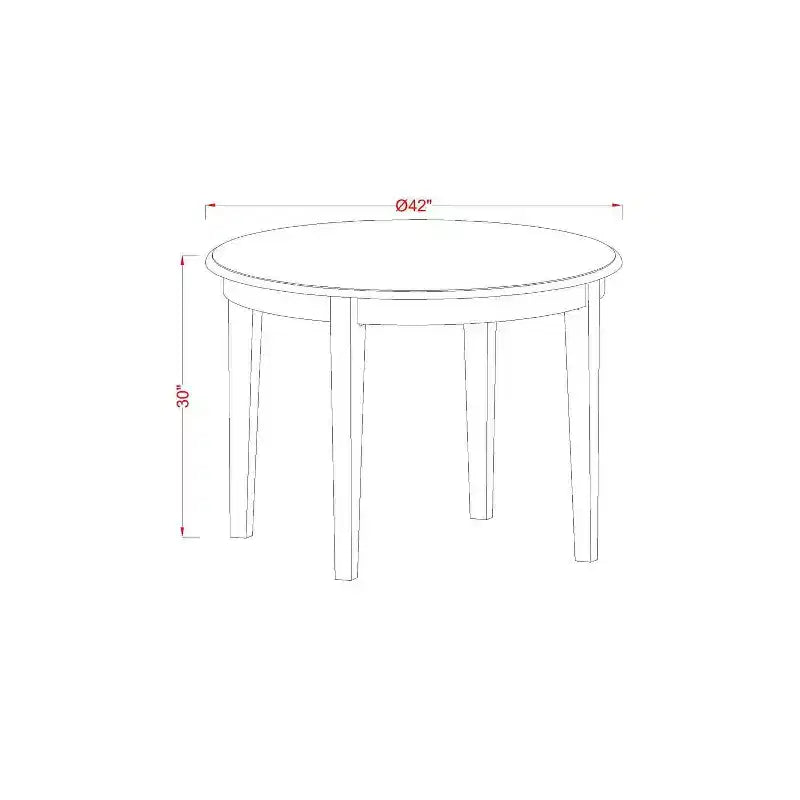 Ensemble de salle à manger rond 5 pièces en bois massif avec plateau en cerisier et blanc cassé - 4 places
