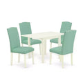 HomeStock 5-Pc Linen White Finish Solid Wood Top - Dining Room Set - Seats 4