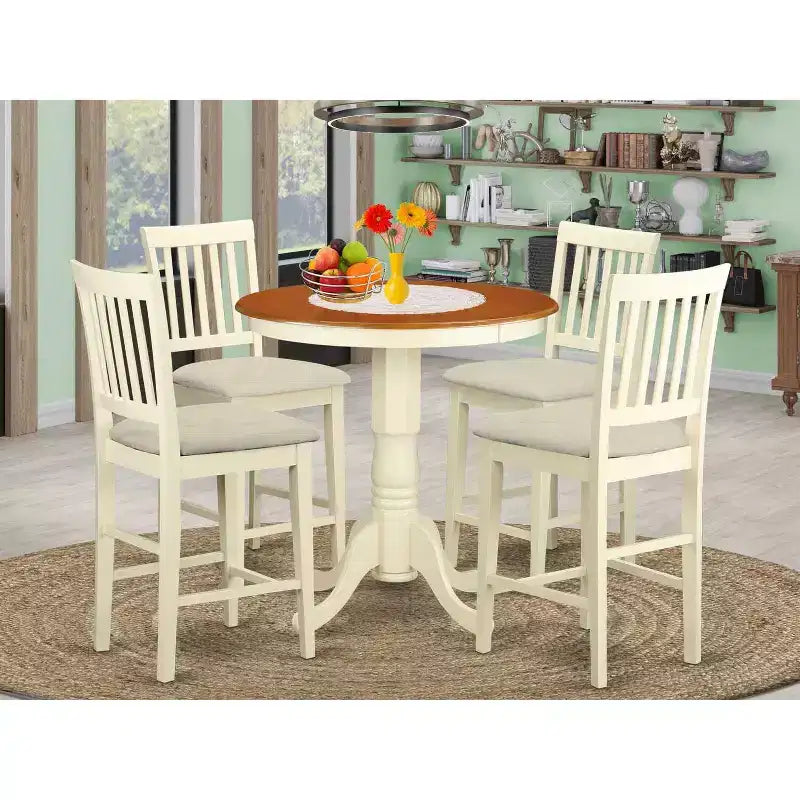 Ensemble de salle à manger hauteur comptoir - Table et 4 chaises - Style cuisine moderne