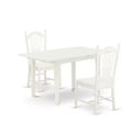 HomeStock 3-Piece Linen White Finish Rectangular Solid Wood Top With Butterfly Leaf Dining Table Set