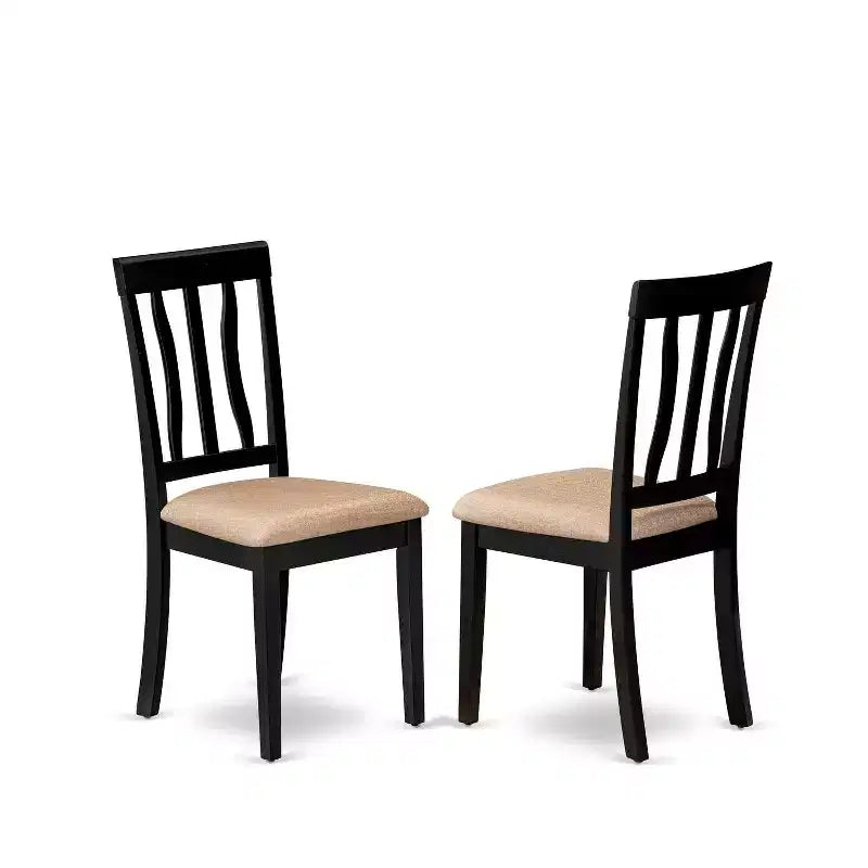 Table de salle à manger HomeStock 7 pièces avec plateau carré en bois massif finition noir et cerisier et 6 chaises