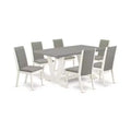 HomeStock 7-Piece Natural Oak Finish Solid Wood Top Dining Table with 6-Chairs