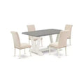 HomeStock 5-Piece Natural Oak Finish Solid Wood Top Dining table with 4 Chairs