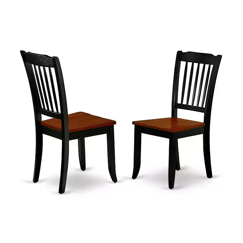 Ensemble de salle à manger 3 pièces HomeStock avec plateau en bois massif noir et merisier et table à rabats