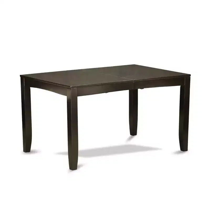 Ensemble de salle à manger contemporain 6 pièces - Table 122/152 cm, 4 chaises Parsons et banc - Tissu lin, finition cappuccino