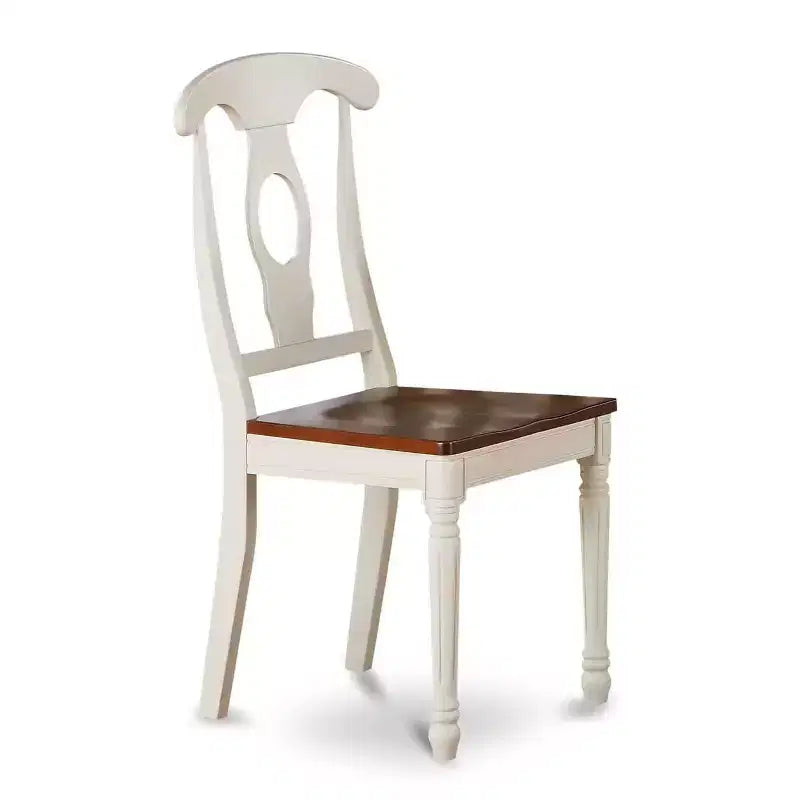 Ensemble de table à manger HomeStock 3 pièces, dessus en bois massif, finition crème et cerisier