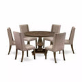 HomeStock 7-Piece Distressed Jacobean Finish Solid Wood Top Dining Table with 6-Chairs