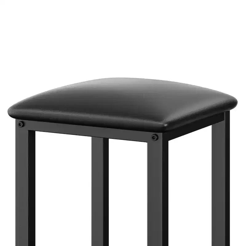 VECELO Ensemble Table et Chaises de Bar de Cuisine pour 2 Personnes, 3 Pièces, Hauteur Comptoir, avec Chaises en Cuir PU et Étagères de Rangement, Marbre Noir/Chêne/Marron