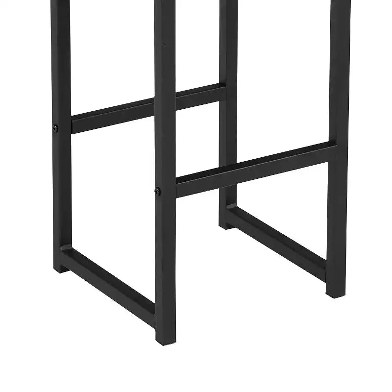 VECELO Ensemble Table et Chaises de Bar de Cuisine pour 2 Personnes, 3 Pièces, Hauteur Comptoir, avec Chaises en Cuir PU et Étagères de Rangement, Marbre Noir/Chêne/Marron
