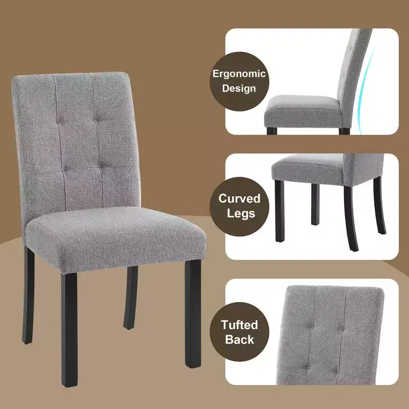 Ensemble de salle à manger 6 pièces, table effet marbre, pieds géométriques, 4 chaises capitonnées et un banc - ModernLuxe