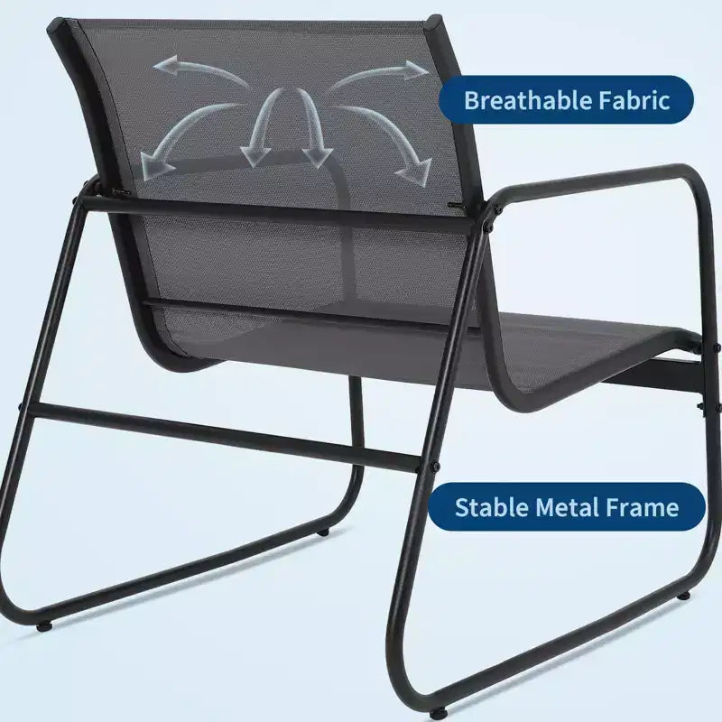 Ensemble de conversation de patio 4 pièces en textilène, ensemble de conversation d'extérieur avec un banc, deux chaises individuelles et une table